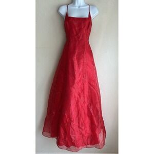 Vintage Steppin Out Prom‎ Dress Maxi Gown 9 10 Red Corset Goth 90s Y2K Formal